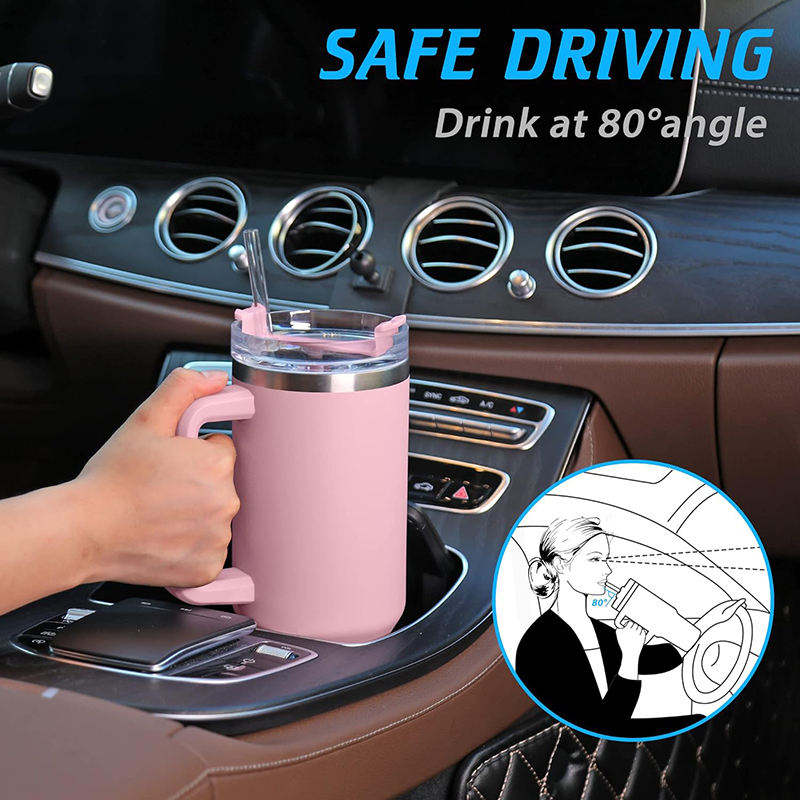 40oz Stainless Steel with Handle Straw Vacuum Insulated Travel