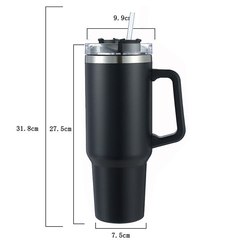 40oz Stainless Steel with Handle Straw Vacuum Insulated Travel