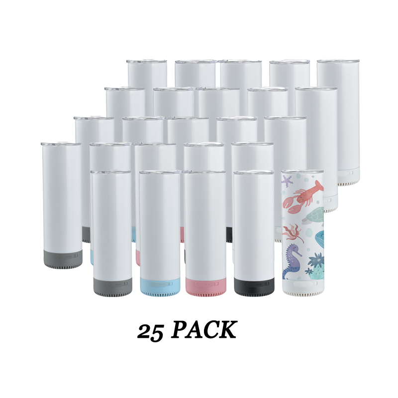 20oz Latest Sublimation Bluetooth Speaker Tumbler - Sleek Straight Skinny Style