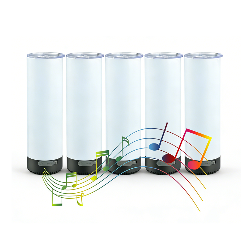 20oz Latest Sublimation Bluetooth Speaker Tumbler - Sleek Straight Skinny Style
