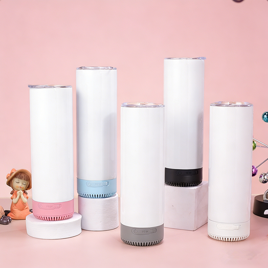 20oz Latest Sublimation Bluetooth Speaker Tumbler - Sleek Straight Skinny Style